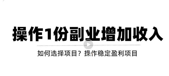 【副业项目3695期】新手如何通过操作副业增加收入，从项目选择到玩法分享！【视频教程】-千知鹤副业网