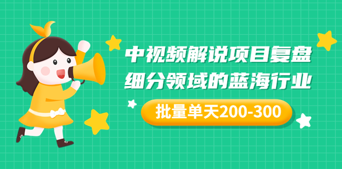 【副业项目3713期】中视频解说项目复盘：细分领域的蓝海行业，批量单天200-300收益-千知鹤副业网