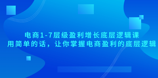 【副业项目3849期】电商1-7层级盈利增长底层逻辑课：用简单的话，让你掌握电商盈利的底层逻辑-千知鹤副业网