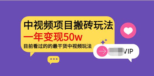 【副业项目3965期】《老吴·中视频项目搬砖玩法，一年变现50w》目前看过的的最干货中视频玩法-千知鹤副业网