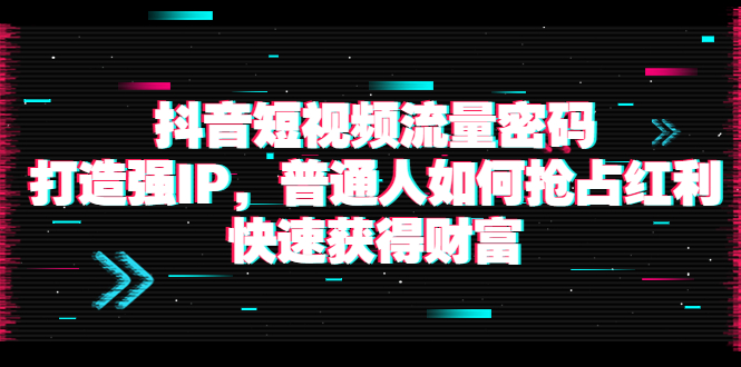 【副业项目4021期】抖音短视频流量密码：打造强IP，普通人如何抢占红利，快速获得财富-千知鹤副业网