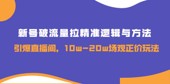 【副业项目4076期】新号破流量拉精准逻辑与方法，怎样引爆直播间，10w-20w场观正价玩法-千知鹤副业网