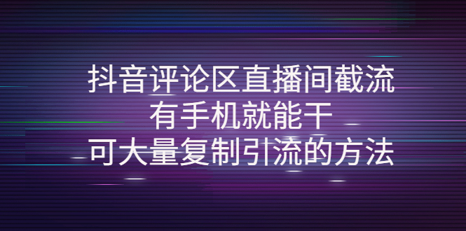 【副业项目4380期】抖音评论区直播间截流，有手机就能干，可大量复制引流的方法-千知鹤副业网