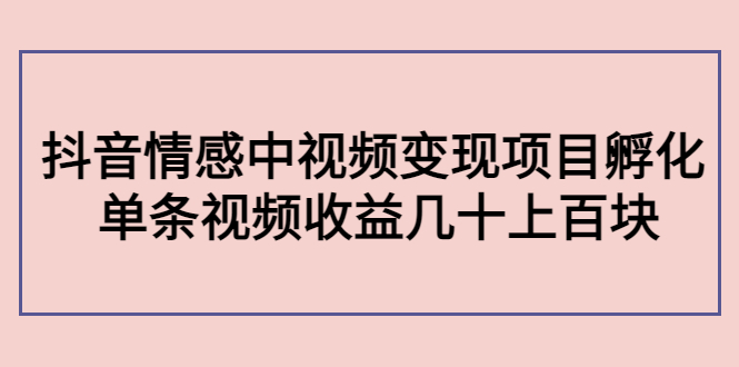 【副业项目4562期】黄岛主副业孵化营第5期：抖音情感中视频变现项目孵化 单条视频收益几十上百-千知鹤副业网