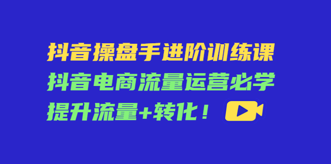 【副业项目4600期】抖音操盘手进阶训练课：抖音电商流量运营必学，提升流量+转化-千知鹤副业网