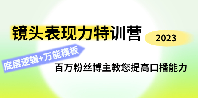 【副业项目4701期】镜头表现力特训营：百万粉丝博主教您提高口播能力，底层逻辑+万能模板-千知鹤副业网