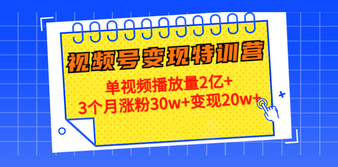 【副业项目4713期】20天视频号变现特训营：单视频播放量2亿+3个月涨粉30w+变现20w+-千知鹤副业网