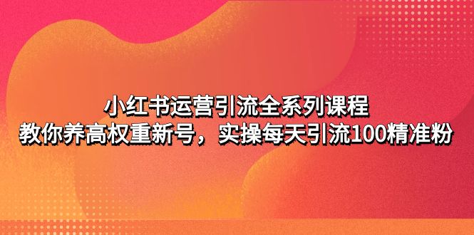 【副业项目5144期】小红书运营引流全系列课程：教你养高权重新号，实操每天引流100精准粉-千知鹤副业网