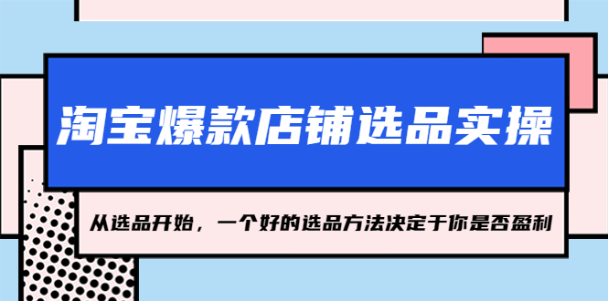 【副业项目5373期】淘宝爆款店铺选品实操，2023从选品开始，一个好的选品方法决定于你是否盈利-千知鹤副业网