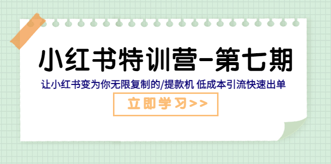 【副业项目5683期】小红书特训营-第七期 让小红书变为你无限复制的/提款机 低成本引流快速出单-千知鹤副业网