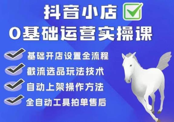 【副业项目6317期】白马电商·0基础抖店运营实操课，基础开店设置全流程，截流选品玩法技术-千知鹤副业网