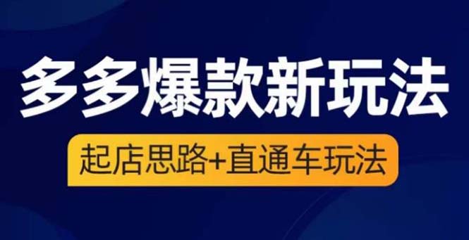 【副业项目6039期】2023拼多多爆款·新玩法：起店思路+直通车玩法（3节精华课）-千知鹤副业网