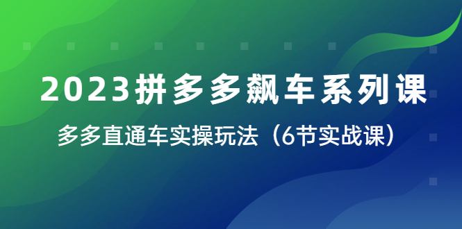 【副业项目6041期】2023拼多多飙车系列课，多多直通车实操玩法（6节实战课）-千知鹤副业网