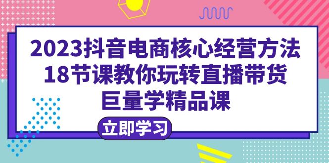 【副业项目6377期】2023抖音电商核心经营方法：18节课教你玩转直播带货，巨量学精品课-千知鹤副业网