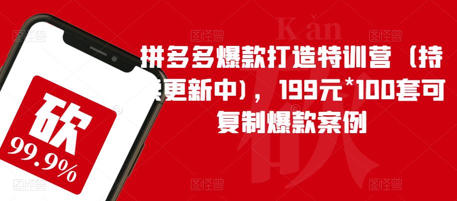 【副业项目6391期】拼多多爆款打造特训营（持续更新中)，199元*100套可复制爆款案例-千知鹤副业网