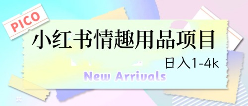 【副业项目6712期】最新小红书情趣用品项目，日入1-4k-千知鹤副业网