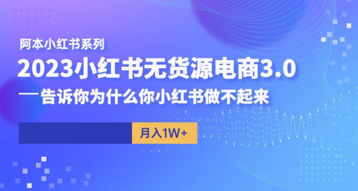 【副业项目6506期】阿本小红书无货源电商3.0，告诉你为什么你小红书做不起来-千知鹤副业网