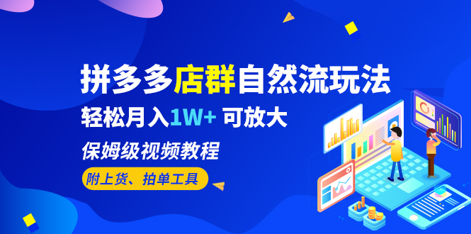 【副业项目6696期】拼多多店群自然流玩法，轻松月入1W+ 保姆级视频教程（附上货、拍单工具）-千知鹤副业网