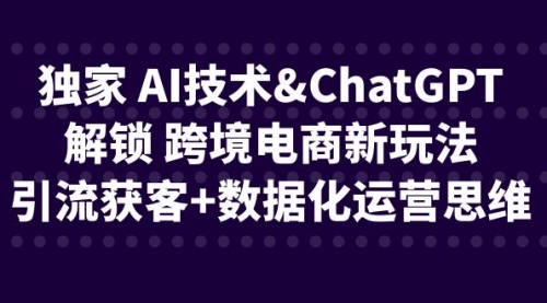 【副业项目6780期】独家 AI技术&ChatGPT解锁 跨境电商新玩法，引流获客+数据化运营思维-千知鹤副业网