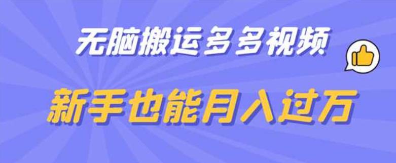 【副业项目6853期】无脑搬运多多视频，新手也能月入过万【揭秘】-千知鹤副业网