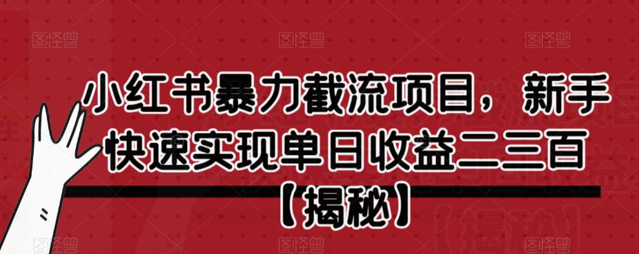 【副业项目6889期】小红书暴力截流项目，新手快速实现单日收益二三百【仅揭秘】-千知鹤副业网