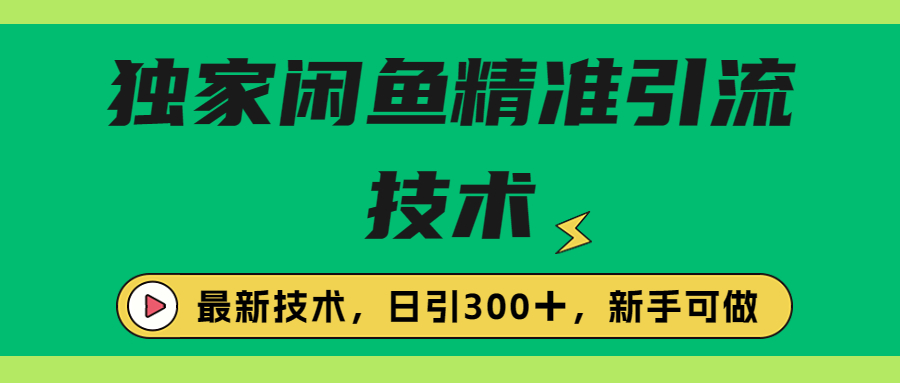 【副业项目6912期】独家闲鱼引流技术，日引300＋实战玩法-千知鹤副业网