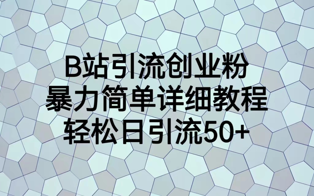 【副业项目6915期】B站引流创业粉，暴力简单详细教程，轻松日引流50+-千知鹤副业网