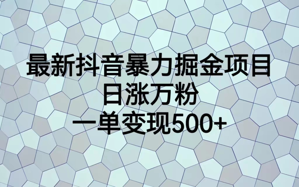 【副业项目6939期】最新抖音暴力掘金项目，日涨万粉，一单变现500+-千知鹤副业网