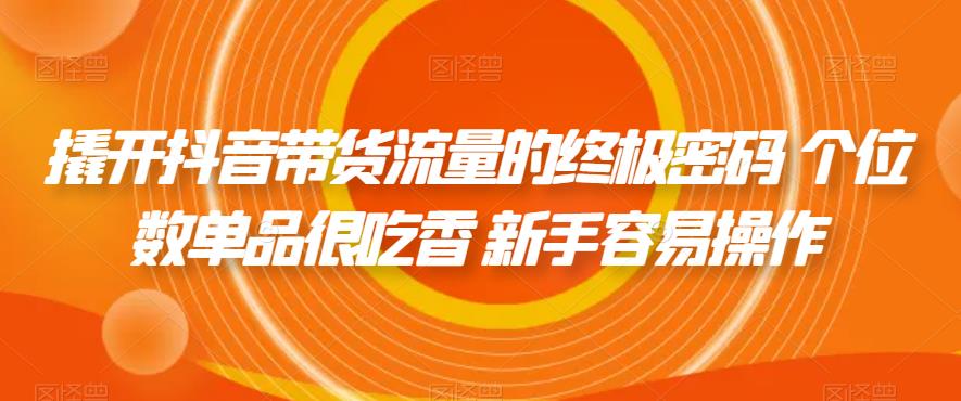 【副业项目7365期】撬开抖音带货流量的终极密码 个位数单品很吃香 新手容易操作-千知鹤副业网