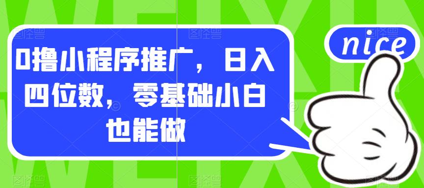 【副业项目7377期】0撸小程序推广，日入四位数，零基础小白也能做【揭秘】-千知鹤副业网