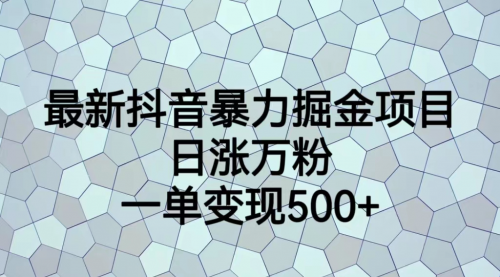 【副业项目7237期】抖音暴力掘金项目，日涨万粉，多种变现方式，一单变现可达500+-千知鹤副业网