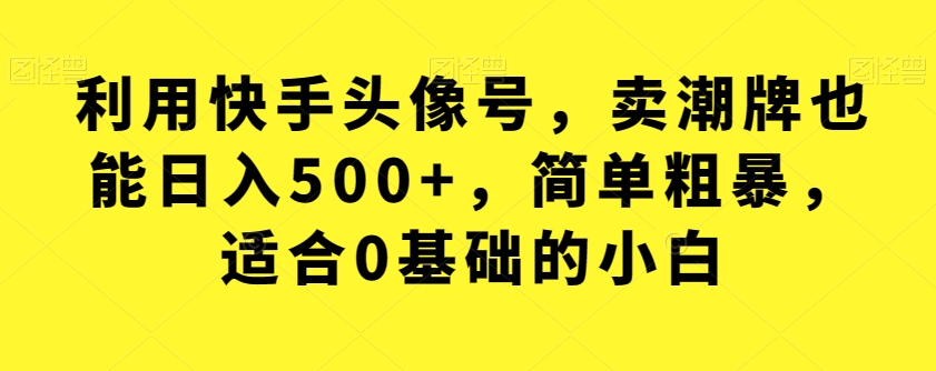 【副业项目7527期】利用快手头像号，卖潮牌也能日入500+，简单粗暴，适合0基础的小白【揭秘】-千知鹤副业网