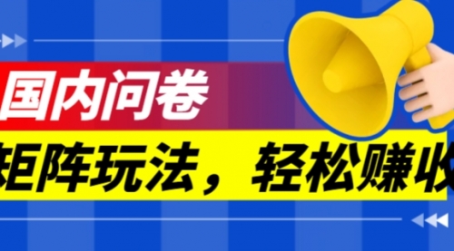 【副业项目7605期】保姆级教程，国内问卷矩阵玩法，轻松赚收益-千知鹤副业网