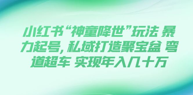 【副业项目7983期】小红书“神童降世”玩法 暴力起号,私域打造聚宝盆-千知鹤副业网