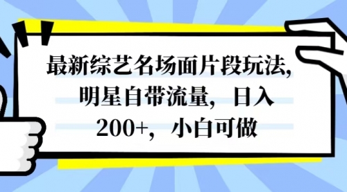 【副业项目8334期】最新综艺名场面片段玩法，明星自带流量，日入200+，小白可做-千知鹤副业网