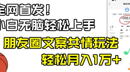 【副业8908期】小白轻松无脑上手，朋友圈共情文案玩法，月入1W+-千知鹤副业网