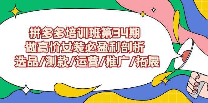 拼多多培训班第34期：做高价女装必盈利剖析  选品/测款/运营/推广/拓展-千知鹤副业网