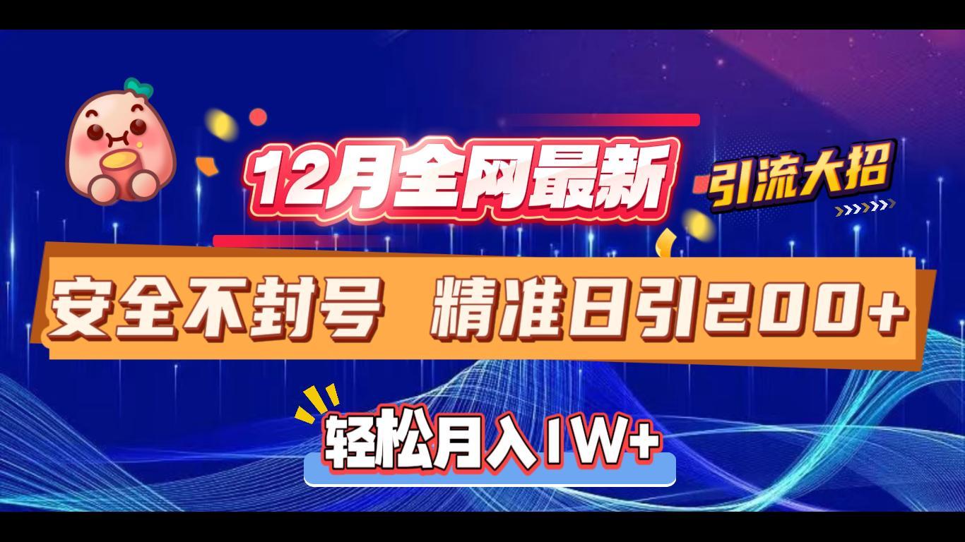 12月全网最新引流大招 安全不封号 日引精准粉200+-千知鹤副业网