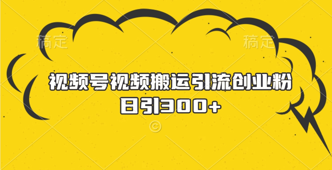 视频号视频搬运引流创业粉，日引300+-千知鹤副业网