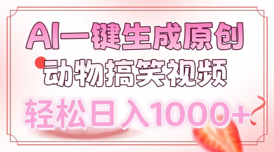 AI一键生成原创动物搞笑视频，轻松日入1000+-千知鹤副业网