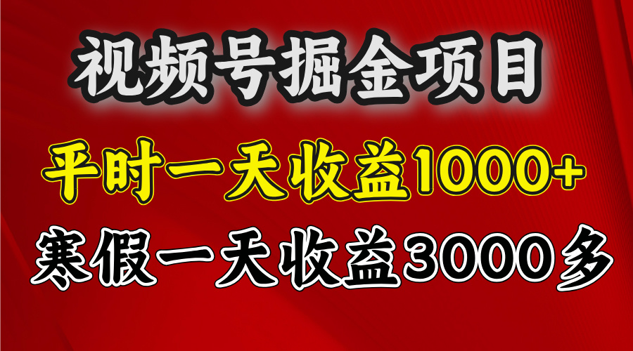 视频号掘金项目，寒假一天收益3000多-千知鹤副业网