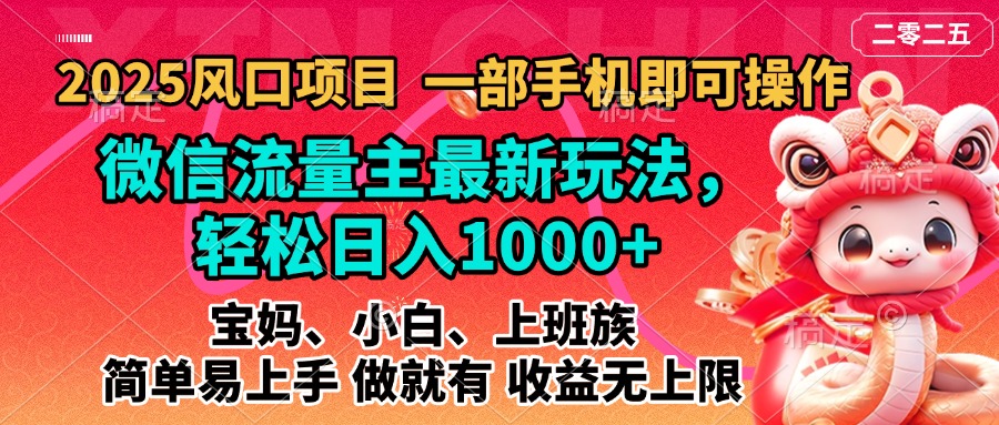 2025蓝海风口项目，微信流量主最新玩法，轻松日入1000+，简单易上手，做就有 收益无上限-千知鹤副业网