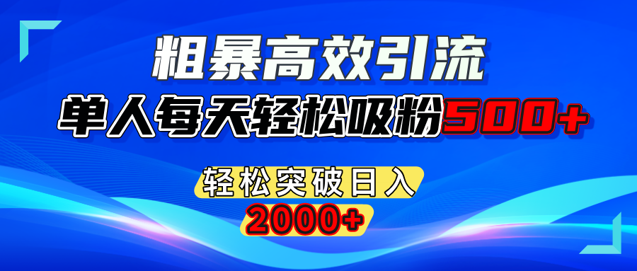 粗暴高效引流,单人每天轻松吸粉500+,轻松突破日入2000+-千知鹤副业网